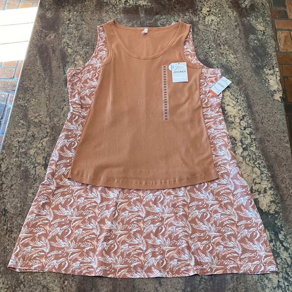 JOCKEY 2-pc Coordinating Set: 1X Sleeveless Dress w/ pockets + 2X Rib Tank, NWT - Picture 1 of 14